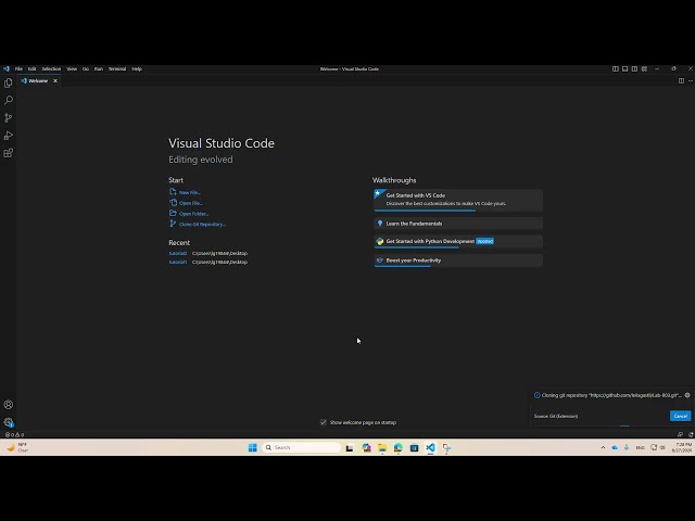 How to access your repository from Github on VS Code (Clone Git Repository)
