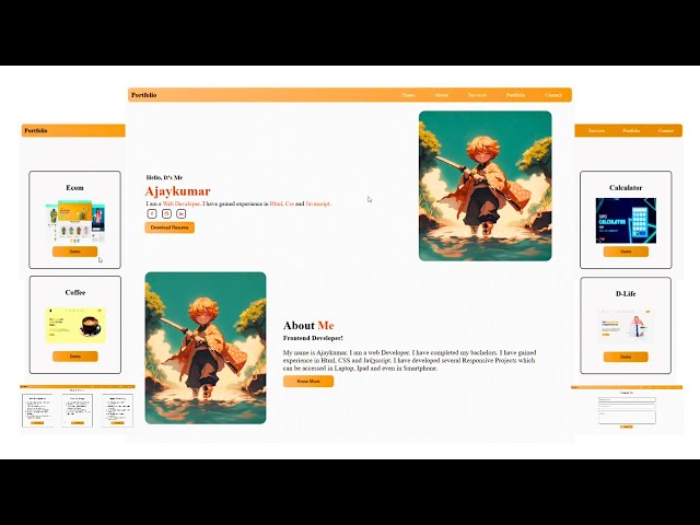How to Create Responsive Portfolio Website Using Html, CSS and JavaScript | @TechnoWhiteFang