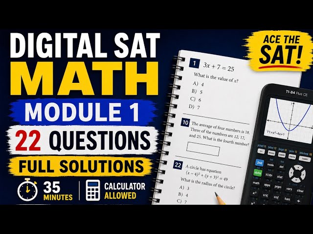Digital SAT Math Module 1 | 22 Questions | Full Solutions in under 17 minutes 