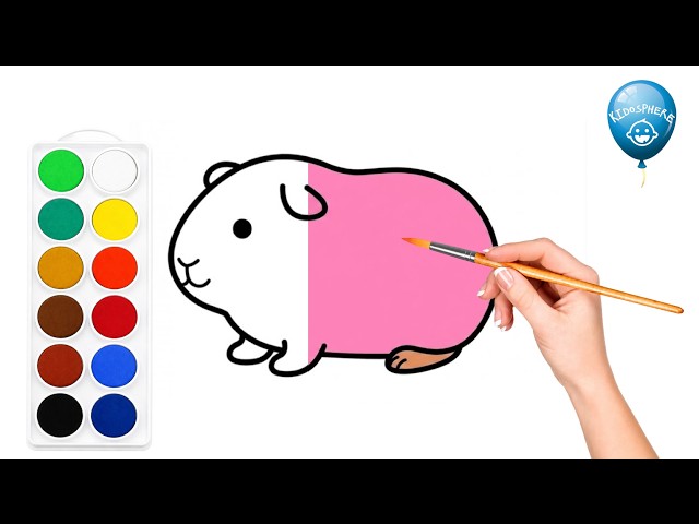 🐹 Easy Guinea Pig Drawing & Coloring for Kids | Cute Guinea Pig | Step-by-Step| Kidosphere