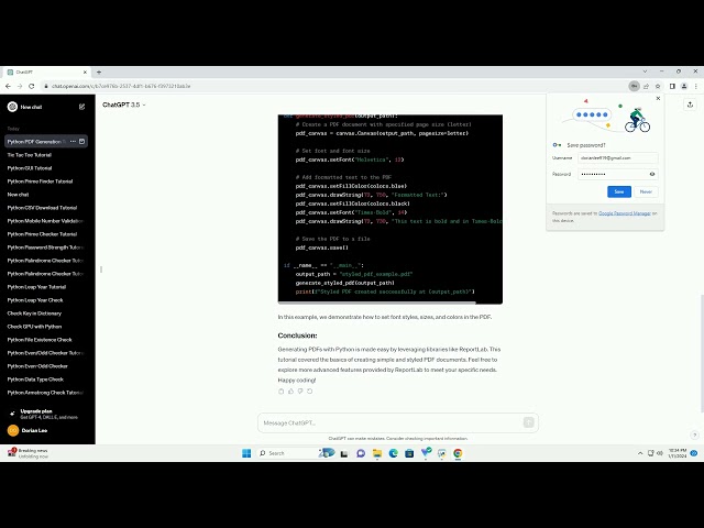 python code to pdf