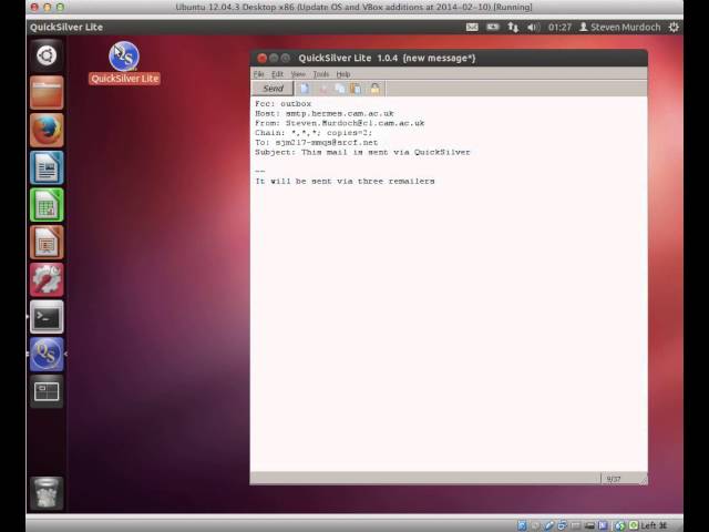 Sending an email using QuickSilver Lite