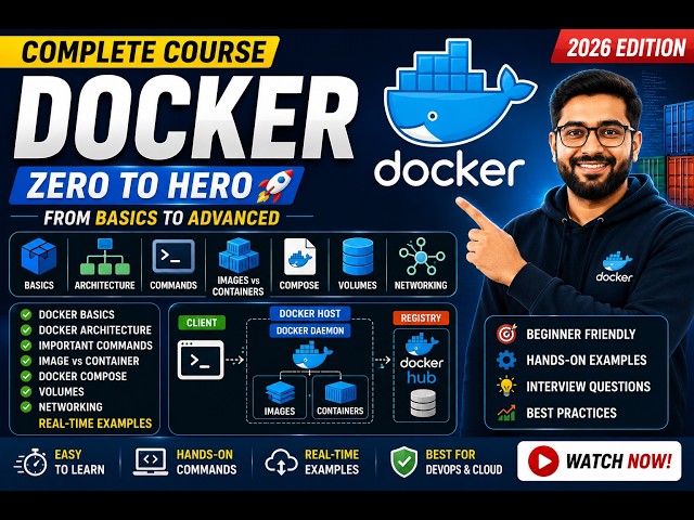 Docker Complete Tutorial |  Architecture, Commands, Images vs Containers, Volumes, Networking
