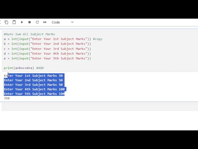 Python Auto Sum of Subject Marks | Beginner Python Project | Marks Calculator