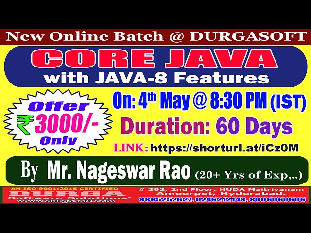 CORE JAVA with JAVA-8 Features Online Training @ DURGASOFT