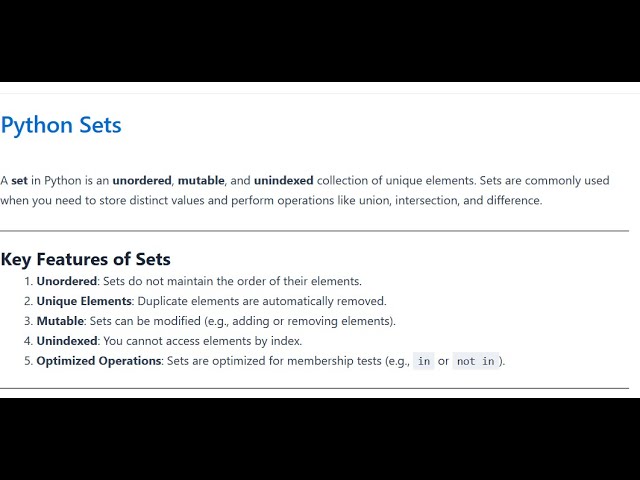 Python Set -  unordered, mutable, and unindexed collection of unique elements.