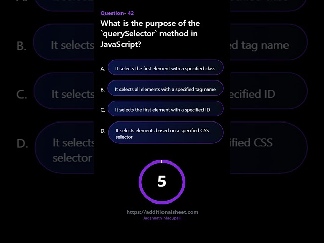 What is the purpose of the querySelector method in JavaScript