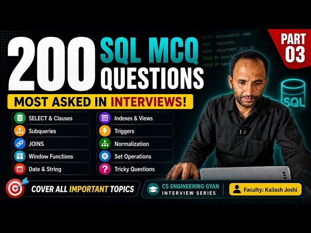200 SQL MCQ Questions Part 03 | Most Asked SQL Interview Questions & Answers | Placement Preparation