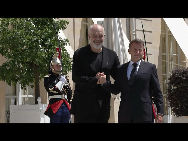 Emmanuel Macron welcomes Albanian Prime Minister to the Elysee | AFP