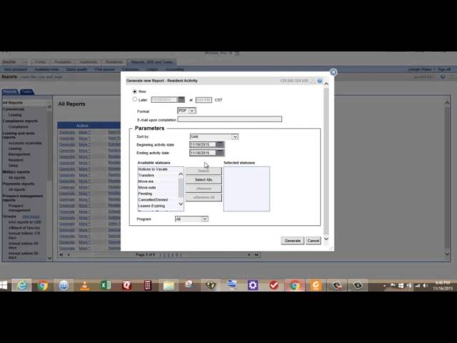OneSite Realpage help: how to do a move-in and move-out report in OneSite