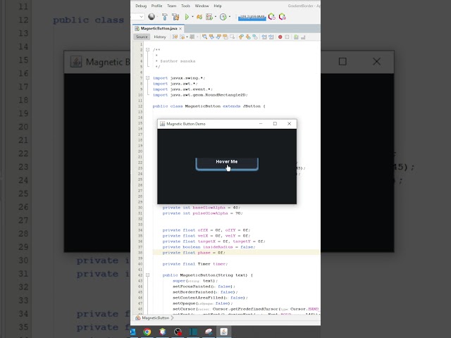 Magnetic Button Effect in Java Swing 🔥 | Teaser for Full Tutorial #shorts
