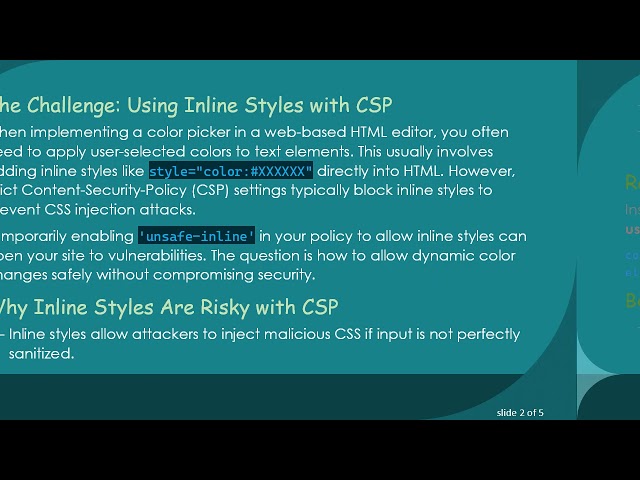 Securing Inline Styles with Content-Security-Policy in Color Pickers