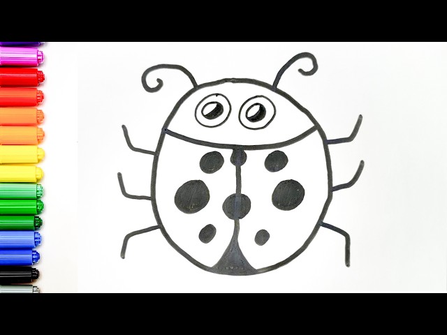 Easy Ladybug Drawing For Kids | Learn Words in English, Spanish and French!
