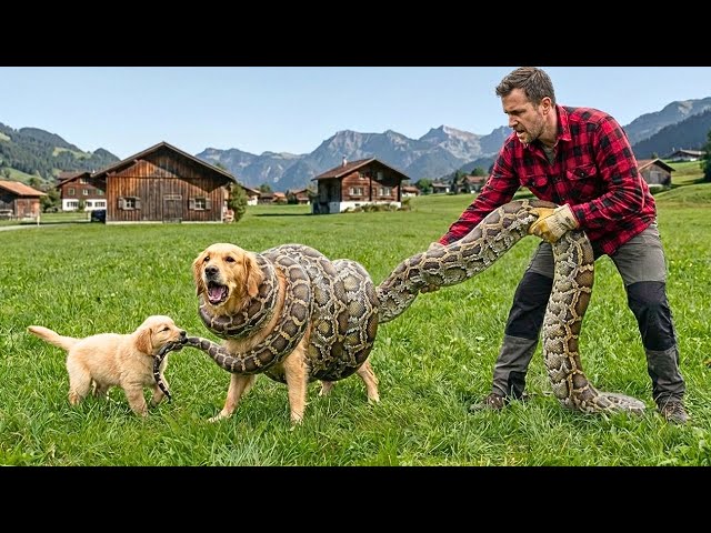 Tiny Puppy Fights Giant Python To Save His Mother’s Life!