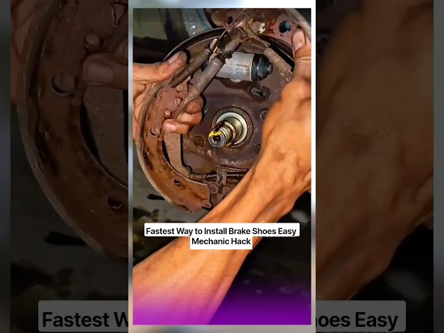 Fastest Way to Install Brake Shoes Easy Mechanic Hack #shorts #mechanic