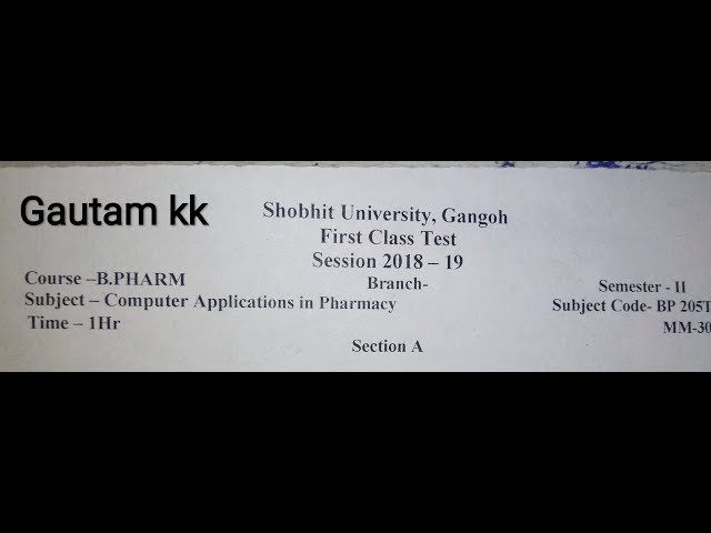 B.pharma first year of computer Application in pharmacy 2018-19