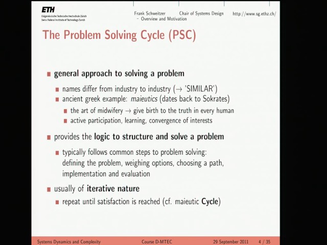 ETH Lecture 02. Systems Engineering:Problem Solving Cycle (29/09/2011)