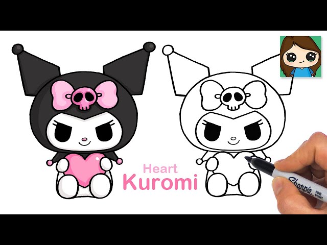 How to Draw Kuromi Holding a Heart ❤️ Sanrio