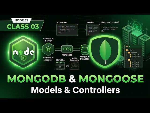 Node JS Complete Course | Class 03 | MongoDB Setup, Mongoose, Models & Controllers