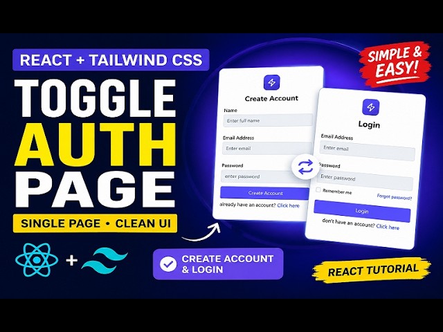Build a Beautiful Login & Signup Page in React + Tailwind CSS || Authentication page