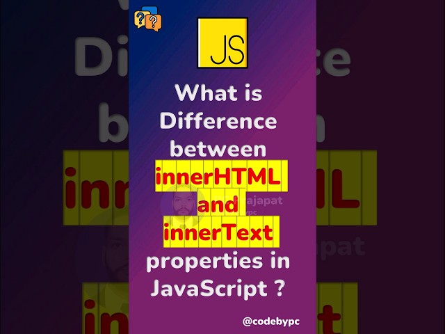 Difference between innerHTML and innerText properties in JavaScript #shorts #javascript