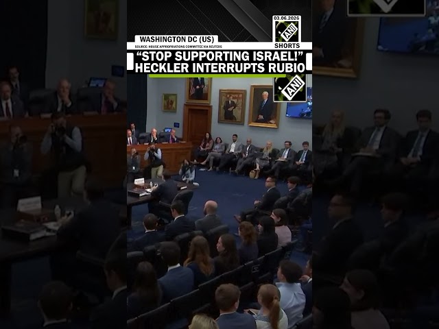 “Stop supporting Israel! Israel committing genocide…” Heckler interrupts Rubio during his testimony
