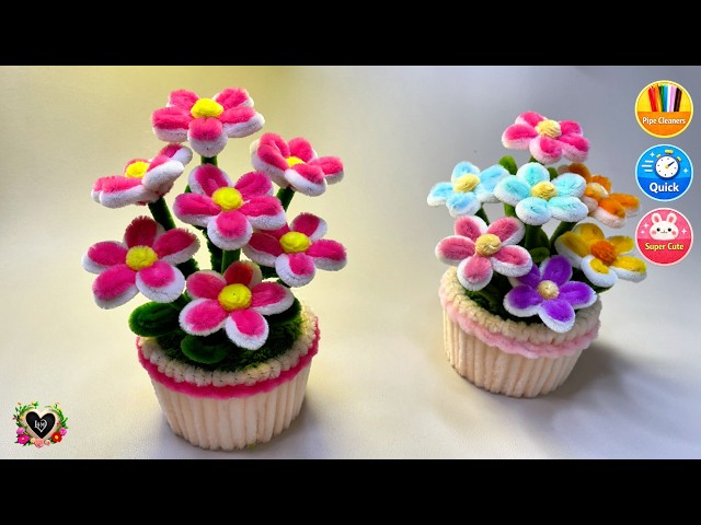 How to Make a Cute Flower Mini Pot in 5 Minutes With Pipe Cleaner 🌸 Pipe Cleaner DIY