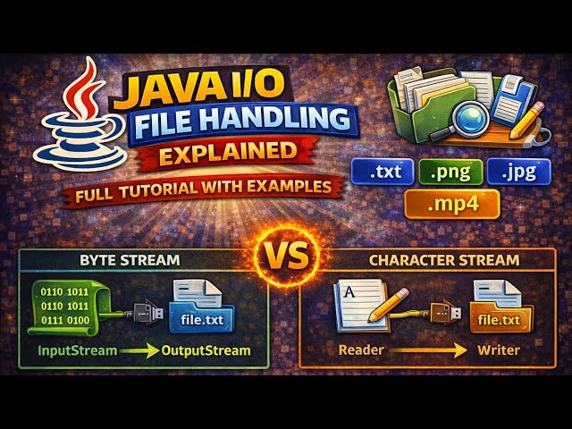 Java I/O File Handling Explained | Byte Stream vs Character Stream | Full Tutorial with Examples