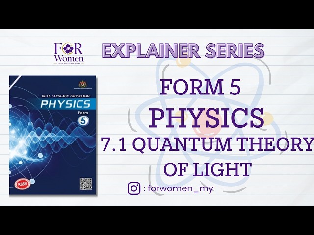 Physics Form 5 - Topic 7.1 Quantum Theory of Light