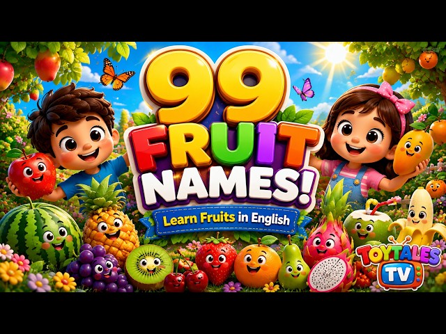 99 Fruit Names for Kids 🍎 | Learn Fruits in English | Fun Educational Video | @ToyTalesTV-1