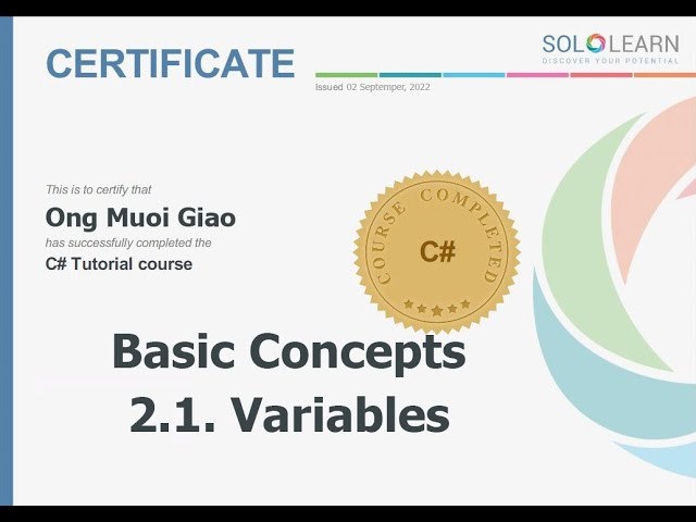 Sololearn C# Basic Concepts 2.1 - Variables
