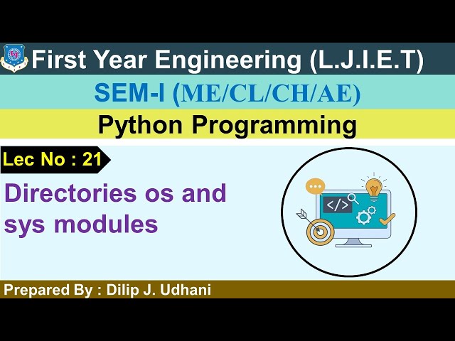Lec-21_Directories os And sys Modules | Python Programming | First Year Engineering