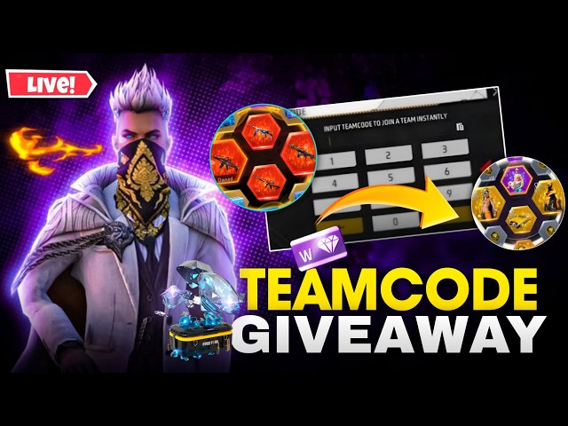 FREE FIRE LIVE CUSTOM ROOM GIVEAWAY | FF LIVE TEAM CODE GIVEAWAY | FF LIVE CUSTOM ROOM GIVEAWAY FF