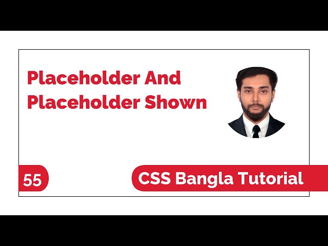CSS Placeholder And Placeholder Shown Bangla Tutorial: CSS Pseudo Classes And Elements By Nafees
