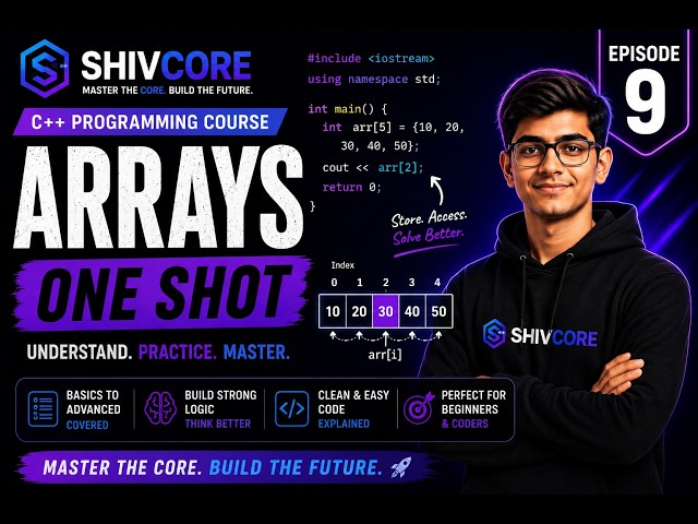 Arrays in C++ 🔥 One Shot | Complete Beginner Guide | Episode 9 | ShivCore