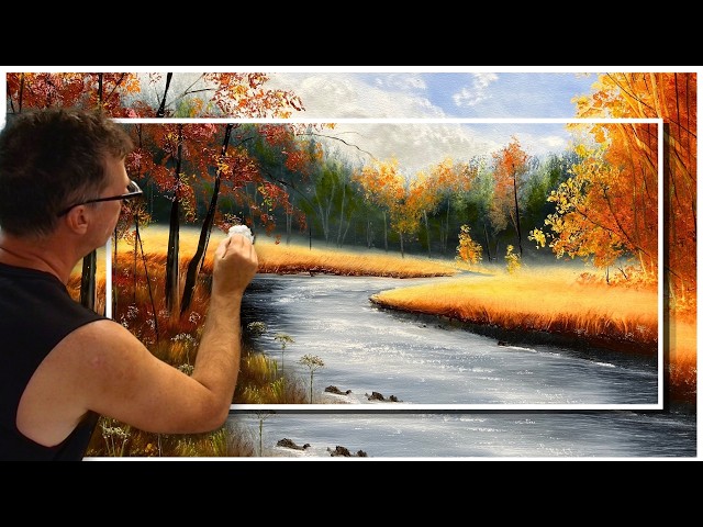 Paint an Autumn River Meadow with a Paper Towel! Effortless Oil Painting for Beginners