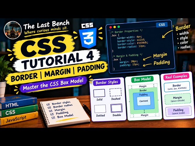 CSS Tutorial 4 | Border Properties, Margin and Padding | CSS Box Model for Beginners