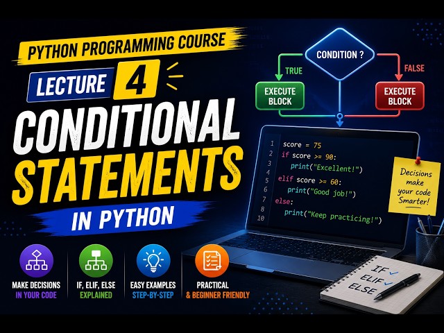 🐍 Python Programming Course | Lecture 4: Conditional Statements in Python
