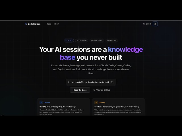 Code Insights - Turn your AI coding sessions into knowledge