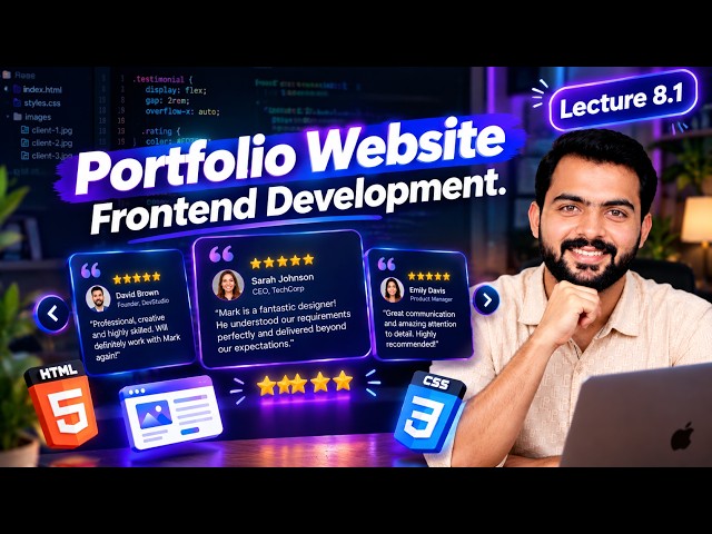 Modern Testimonials & Client Review Section & Cards Website Using HTML & CSS | Lecture 8.1 | Web Dev
