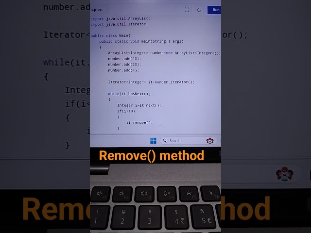 remove method in Iterator Java programming #javaprogramming #java