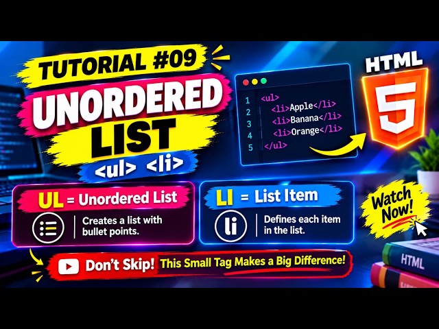 HTML UL and LI Tags | Create Unordered Lists |  #urdu #hindi #webdevelopment #html #css3 #viral