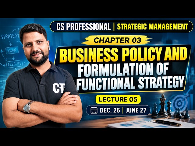 Lecture 05 Chapter 03 | Business Policy & Functional Strategy CS Professional Strategic Management