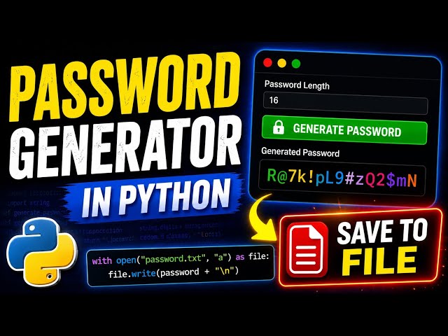 Python project 8: Build Secure Password Generator with File Saving | Python Projects for Beginners