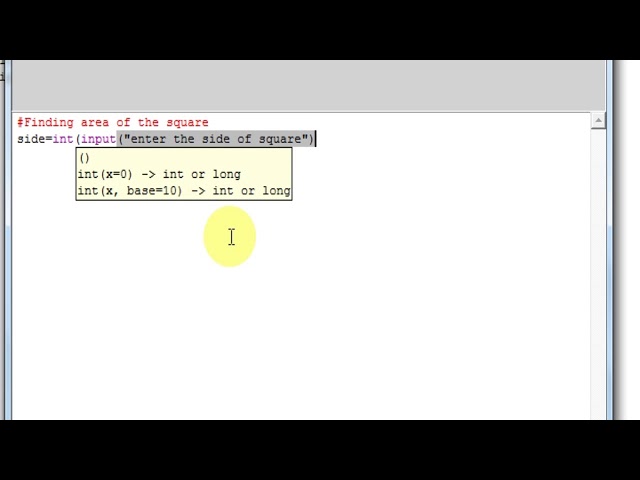Area of square in Python
