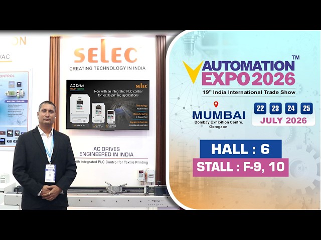 Selec VFDs with an integrated PLC Control | Selec at Automation Expo 2026 (Hall 6, Stall F-9 & 10)