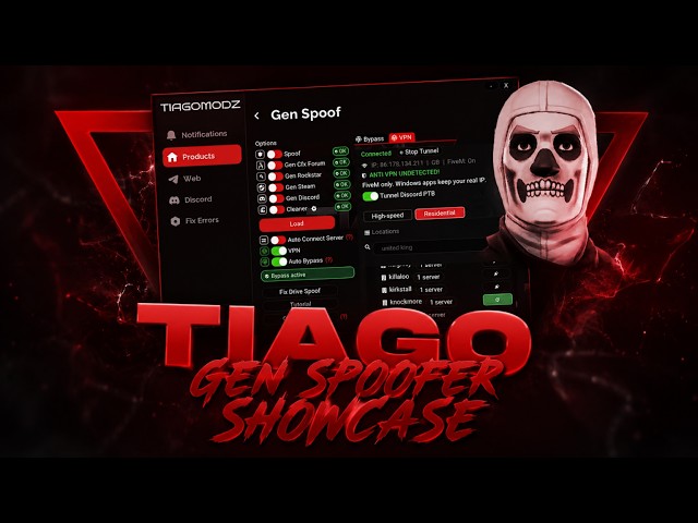TIAGO MODZ | FIRST GEN SPOOF FOR FIVEM | 2 YEAR | SHOWCASE | BEST | OFFICIAL | NO COPY |