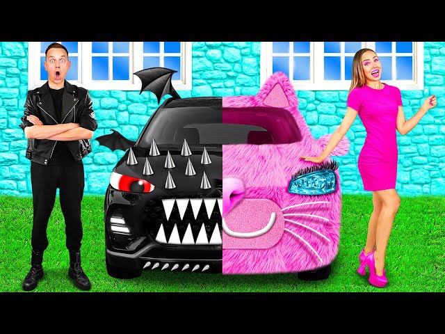 Pink Car vs Black Car Challenge | Funny Challenges by BaRaFun