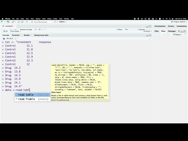 First steps in R: Copying Data from Excel