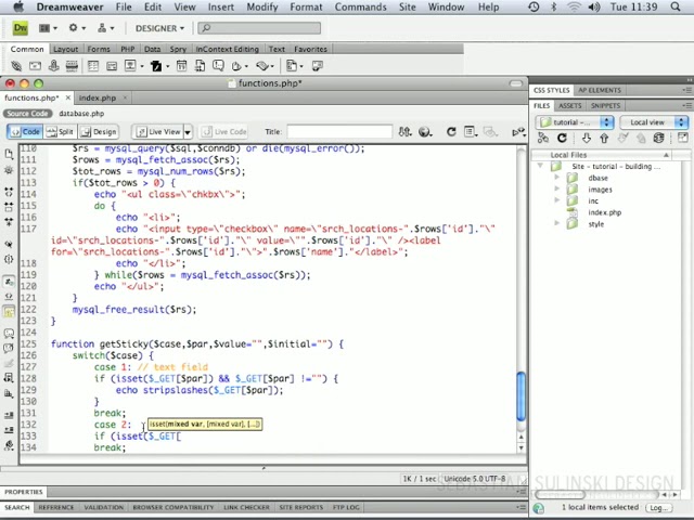 16. Advanced search form with PHP and MySQL (FUNCTIONS)